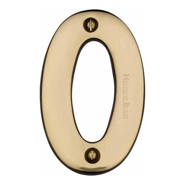 C1566 0-PB • 76mm • Polished Brass • Heritage Brass Face Fixing Numeral 0